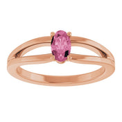14K Rose Natural Pink Tourmaline Youth Solitaire Ring
