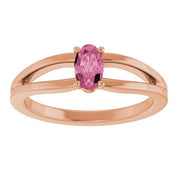 14K Rose Natural Pink Tourmaline Youth Solitaire Ring