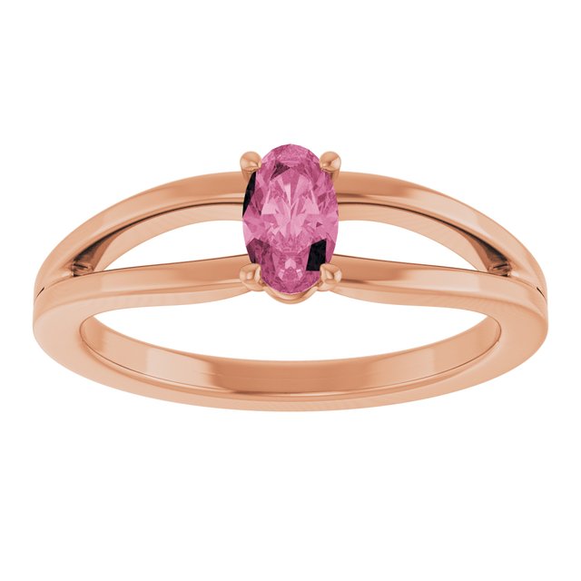 14K Rose Natural Pink Tourmaline Youth Solitaire Ring