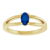 14K Yellow Natural Blue Sapphire Youth Solitaire Ring