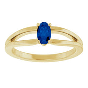 14K Yellow Natural Blue Sapphire Youth Solitaire Ring