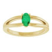 14K Yellow Natural Emerald Youth Solitaire Ring