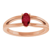 14K Rose Natural Ruby Youth Solitaire Ring