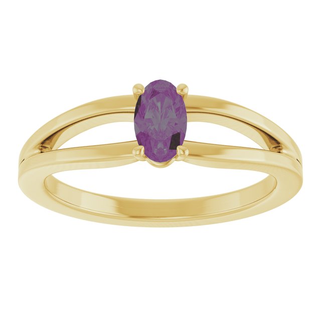 14K Yellow Lab-Grown Alexandrite Youth Solitaire Ring