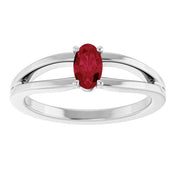 14K White Lab-Grown Ruby Youth Solitaire Ring