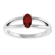 Platinum Natural Mozambique Garnet Youth Solitaire Ring
