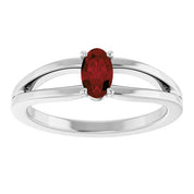 Platinum Natural Mozambique Garnet Youth Solitaire Ring