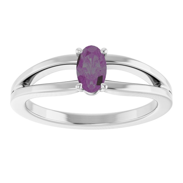 14K White Lab-Grown Alexandrite Youth Solitaire Ring
