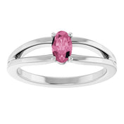 Platinum Natural Pink Tourmaline Youth Solitaire Ring