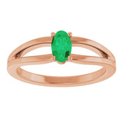 14K Rose Lab-Grown Emerald Youth Solitaire Ring
