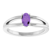14K White Natural Amethyst Youth Solitaire Ring