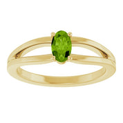 14K Yellow Natural Peridot Youth Solitaire Ring