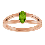 14K Rose Natural Peridot Youth Solitaire Ring