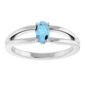 Platinum Natural Aquamarine Youth Solitaire Ring