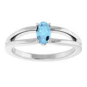 14K White Natural Aquamarine Youth Solitaire Ring