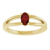 14K Yellow Natural Mozambique Garnet Youth Solitaire Ring