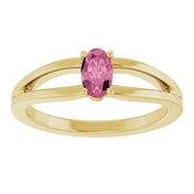 14K Yellow Natural Pink Tourmaline Youth Solitaire Ring