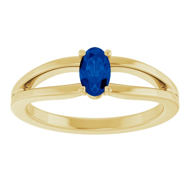 14K Yellow Lab-Grown Blue Sapphire Youth Solitaire Ring