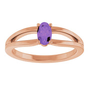 14K Rose Natural Amethyst Youth Solitaire Ring