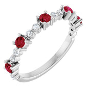 Platinum Lab-Grown Ruby & 1/6 CTW Natural Diamond Ring