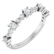 14K White Natural White Sapphire & 1/6 CTW Natural Diamond Ring