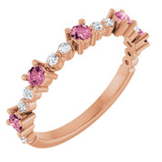 14K Rose Natural Pink Tourmaline & 1/6 CTW Natural Diamond Ring
