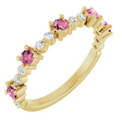 14K Yellow Natural Pink Tourmaline & 1/6 CTW Natural Diamond Ring