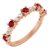 14K Rose Natural Ruby & 1/6 CTW Natural Diamond Ring