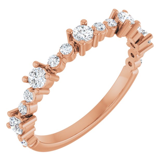 14K Rose Natural White Sapphire & 1/6 CTW Natural Diamond Ring