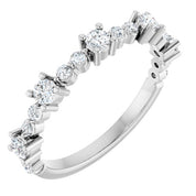 Platinum Natural White Sapphire & 1/6 CTW Natural Diamond Ring