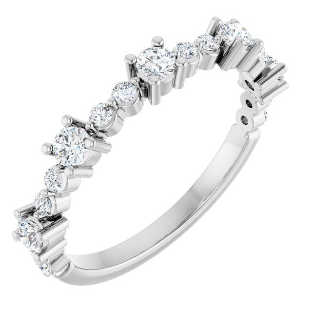 Platinum Natural White Sapphire & 1/6 CTW Natural Diamond Ring