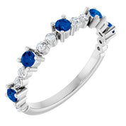 Platinum Natural Blue Sapphire & 1/6 CTW Natural Diamond Ring
