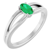 Platinum Natural Emerald Youth Solitaire Ring