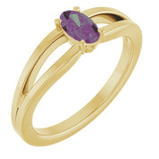 14K Yellow Lab-Grown Alexandrite Youth Solitaire Ring