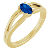 14K Yellow Natural Blue Sapphire Youth Solitaire Ring
