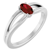 Platinum Natural Mozambique Garnet Youth Solitaire Ring