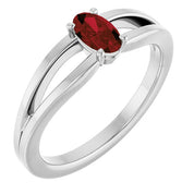 Platinum Natural Mozambique Garnet Youth Solitaire Ring