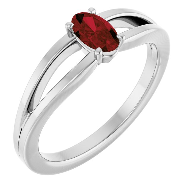 Platinum Natural Mozambique Garnet Youth Solitaire Ring