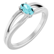 Platinum Natural Blue Zircon Youth Solitaire Ring
