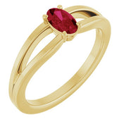 14K Yellow Lab-Grown Ruby Youth Solitaire Ring