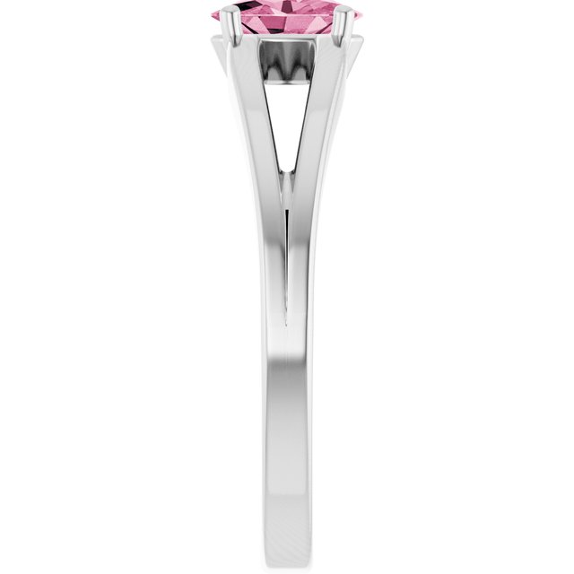 14K White Natural Pink Tourmaline Youth Solitaire Ring