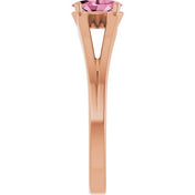 14K Rose Natural Pink Tourmaline Youth Solitaire Ring