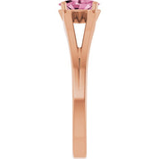 14K Rose Natural Pink Tourmaline Youth Solitaire Ring