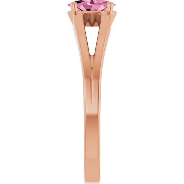 14K Rose Natural Pink Tourmaline Youth Solitaire Ring