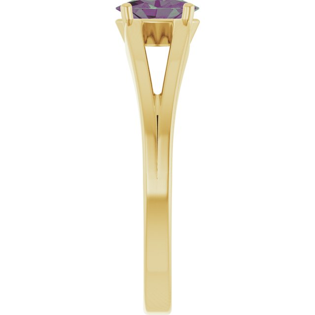 14K Yellow Lab-Grown Alexandrite Youth Solitaire Ring