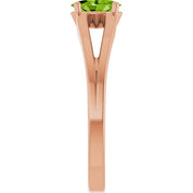 14K Rose Natural Peridot Youth Solitaire Ring