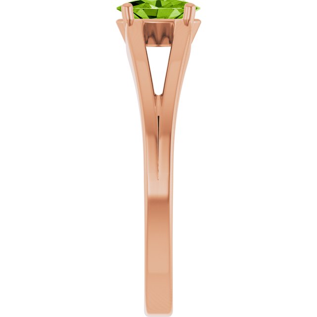 14K Rose Natural Peridot Youth Solitaire Ring