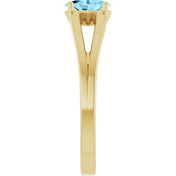 14K Yellow Natural Aquamarine Youth Solitaire Ring