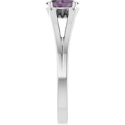 14K White Lab-Grown Alexandrite Youth Solitaire Ring