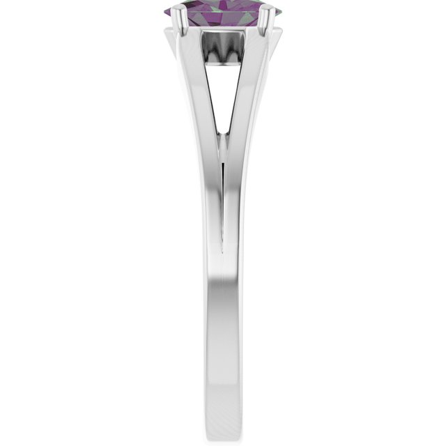 14K White Lab-Grown Alexandrite Youth Solitaire Ring